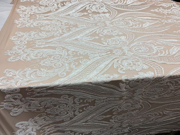 Corded White Lace Fabric / Embroidery Mesh lace