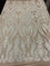 White On A Nude Mesh Elegant Stretch Sequin Fabric_ Lace Fabric